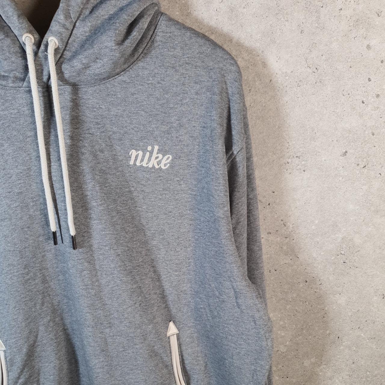 Vintage Nike Dri Fit Swoosh Spellout Hoodie Men’s Large Grey Embroidered Y2K