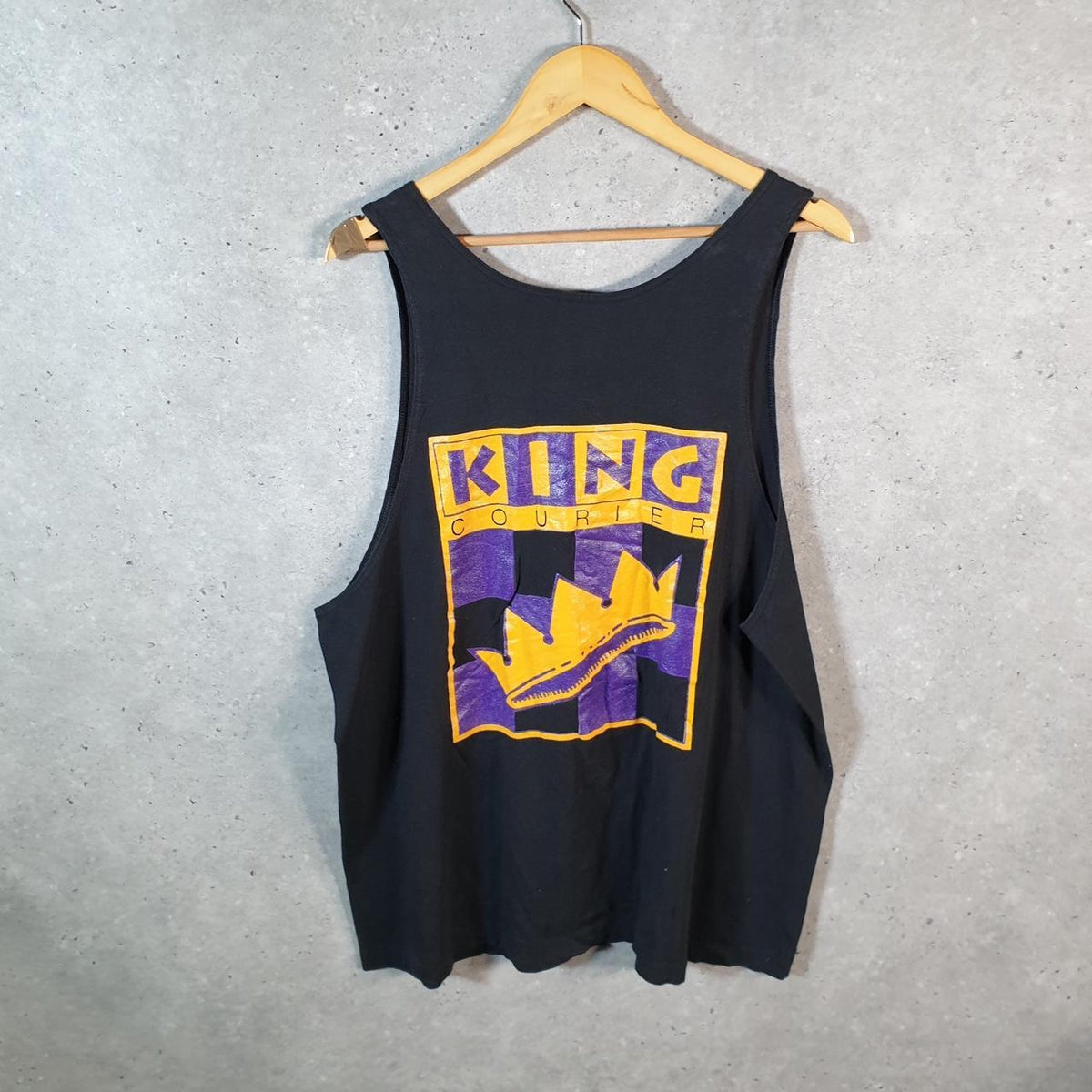 Vintage Hanes King Courier 90s USA Single Stitch Vest Men’s XL Black C8142
