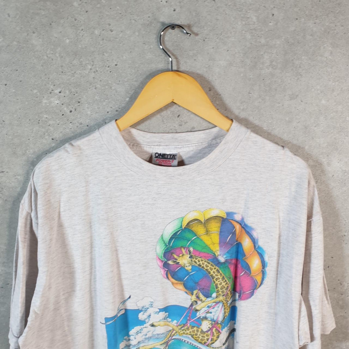 Vintage Oneita Power Harry Ts Destin Florida 90s USA Single Stitch T Shirt Men’s XL Grey C8811