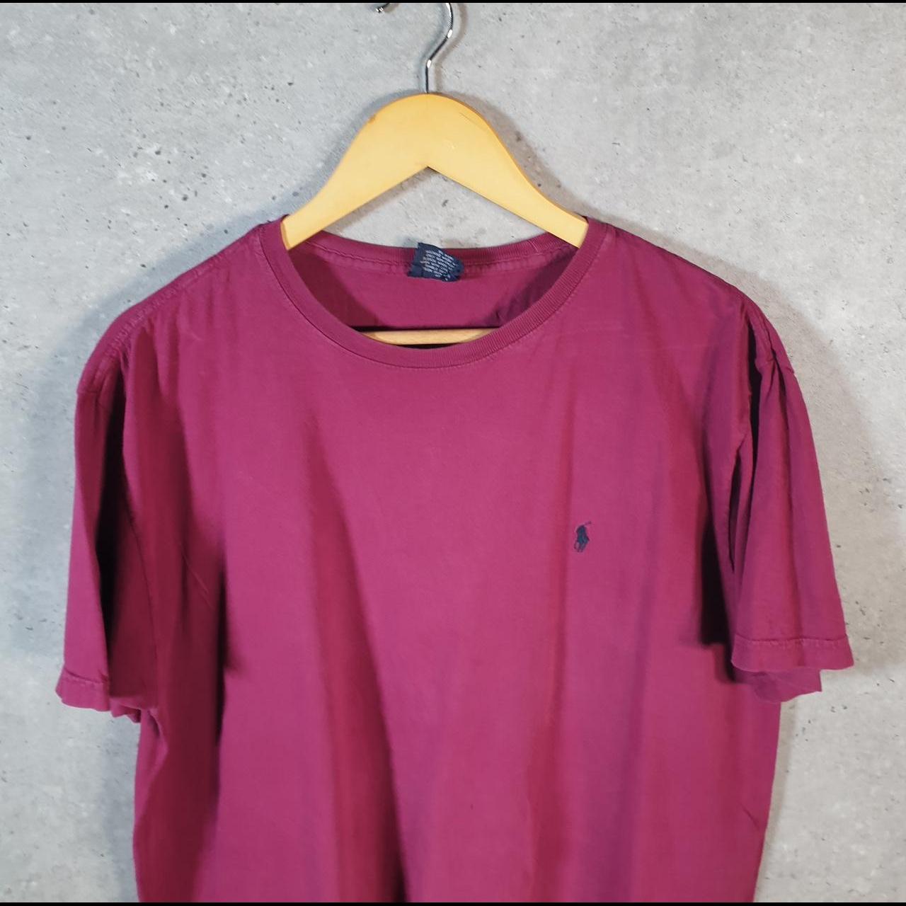 Vintage Ralph Lauren Polo T Shirt Men’s Medium Burgundy Embroidered Custom Fit Pony C9048