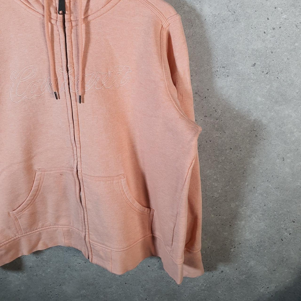 Vintage Carhartt Hoodie Womens XL Pink Full Zip Blank Sweatshirt USA Relaxed Fit