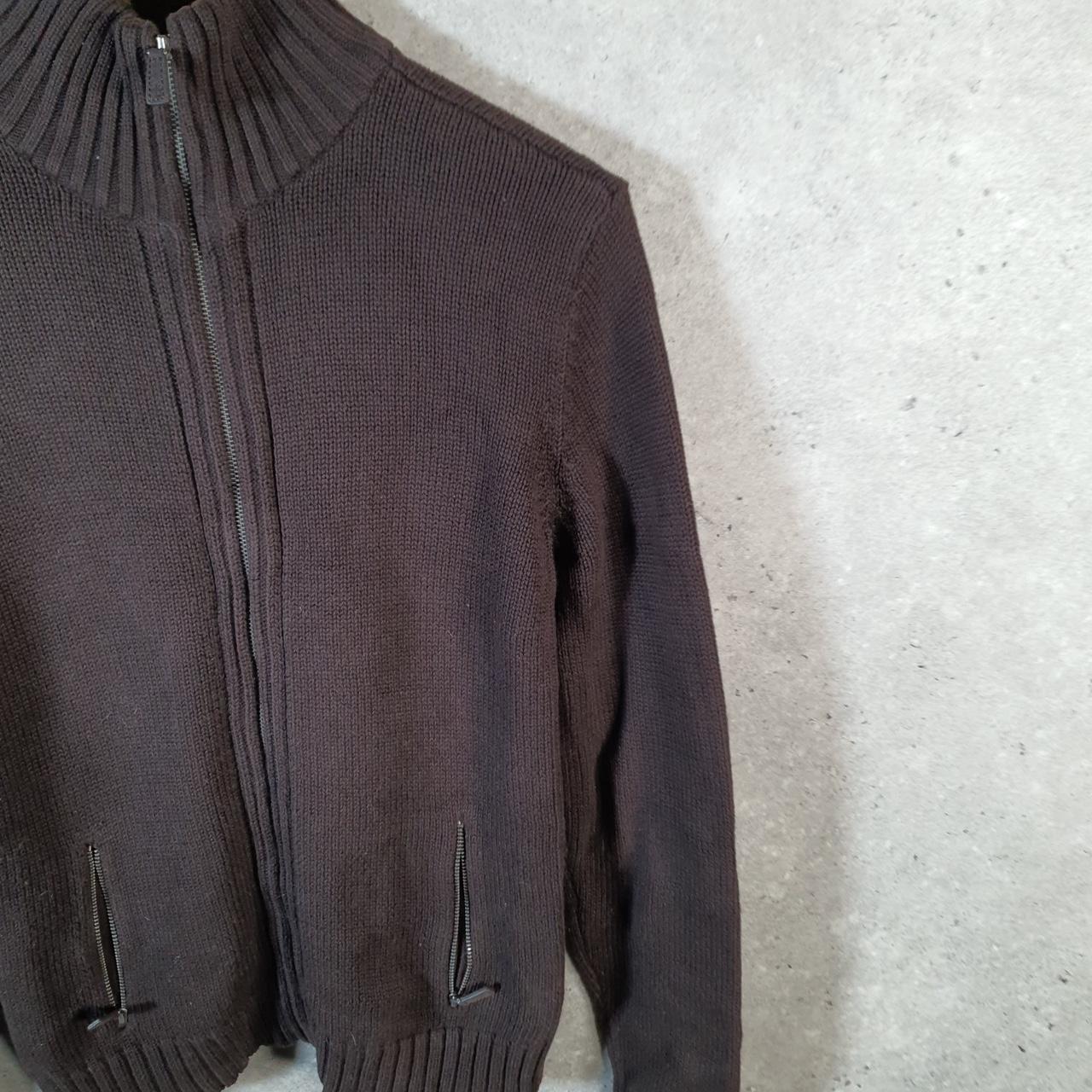 Vintage Ralph Lauren Polo Knit Sweater Womens Medium Brown Cotton Full Zip