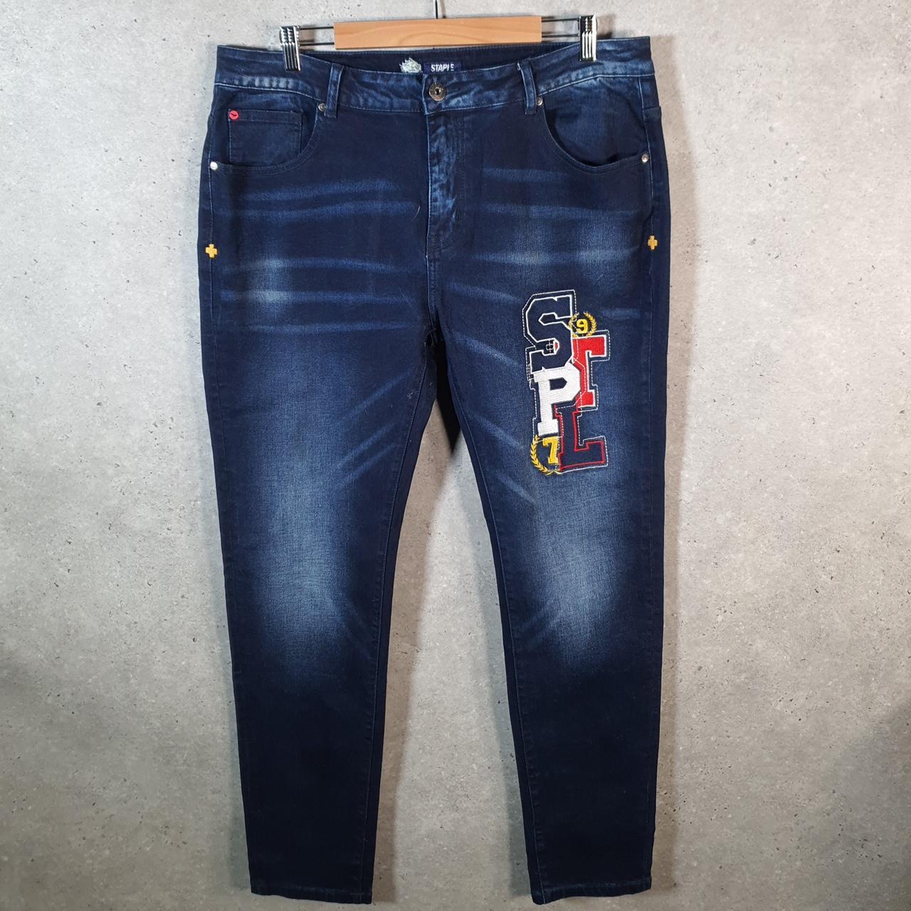 Vintage Staple World Champs Y2K Hip Hop Jeans Mens W36 Blue Denim Big Fish Vintage