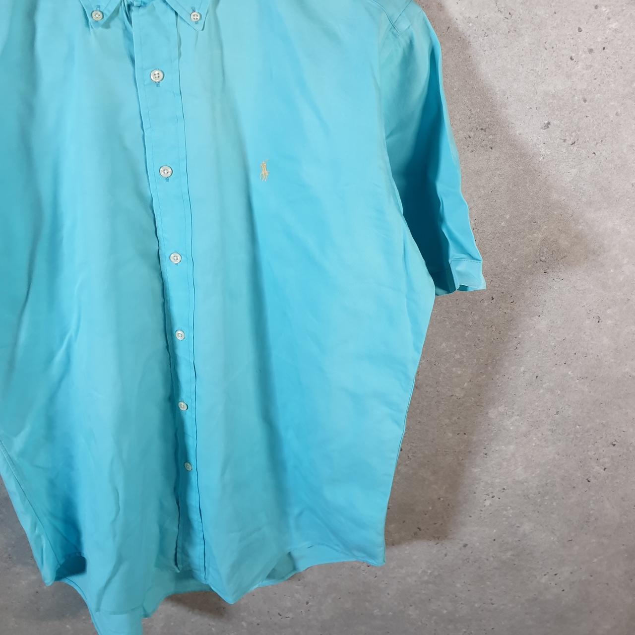 Vintage Ralph Lauren Button Down Shirt Men’s Small Blue Short Sleeve Pony Cotton