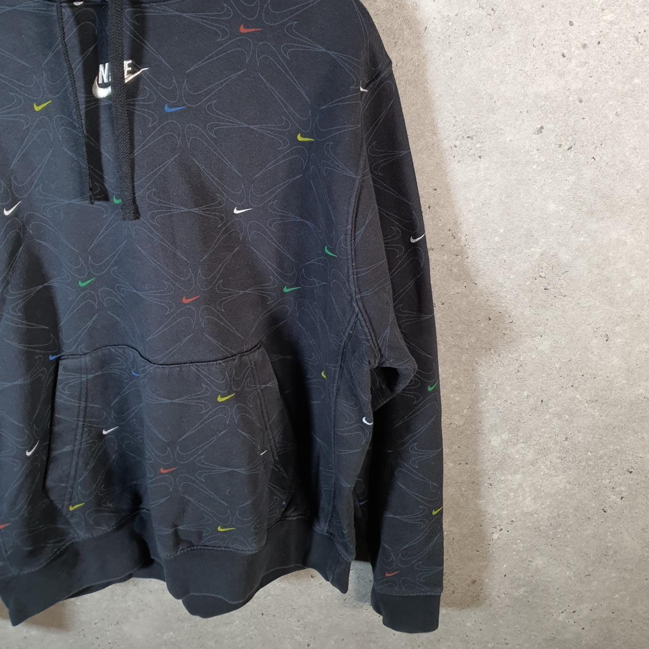 Vintage Nike Centre Swoosh Hoodie Men’s Medium Black Embroidered Y2K Pullover