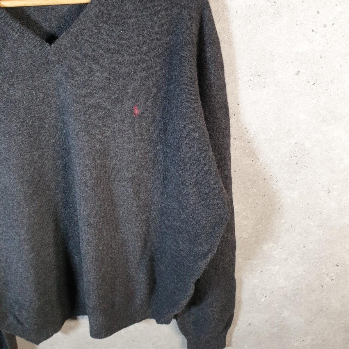 Vintage Ralph Lauren Polo Knit Lambswool Sweatshirt Men’s XL Grey Pullover Pony