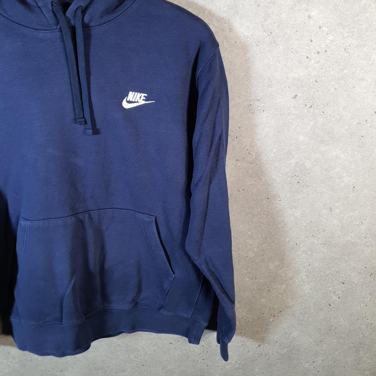 Vintage Nike Club Embroidered Hoodie Men’s Medium Navy Blue Swoosh Y2K Pullover