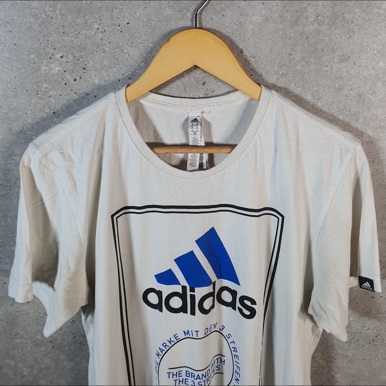 Vintage Adidas Spellout T Shirt Shirt Men’s Medium White Logo Athletic C9681