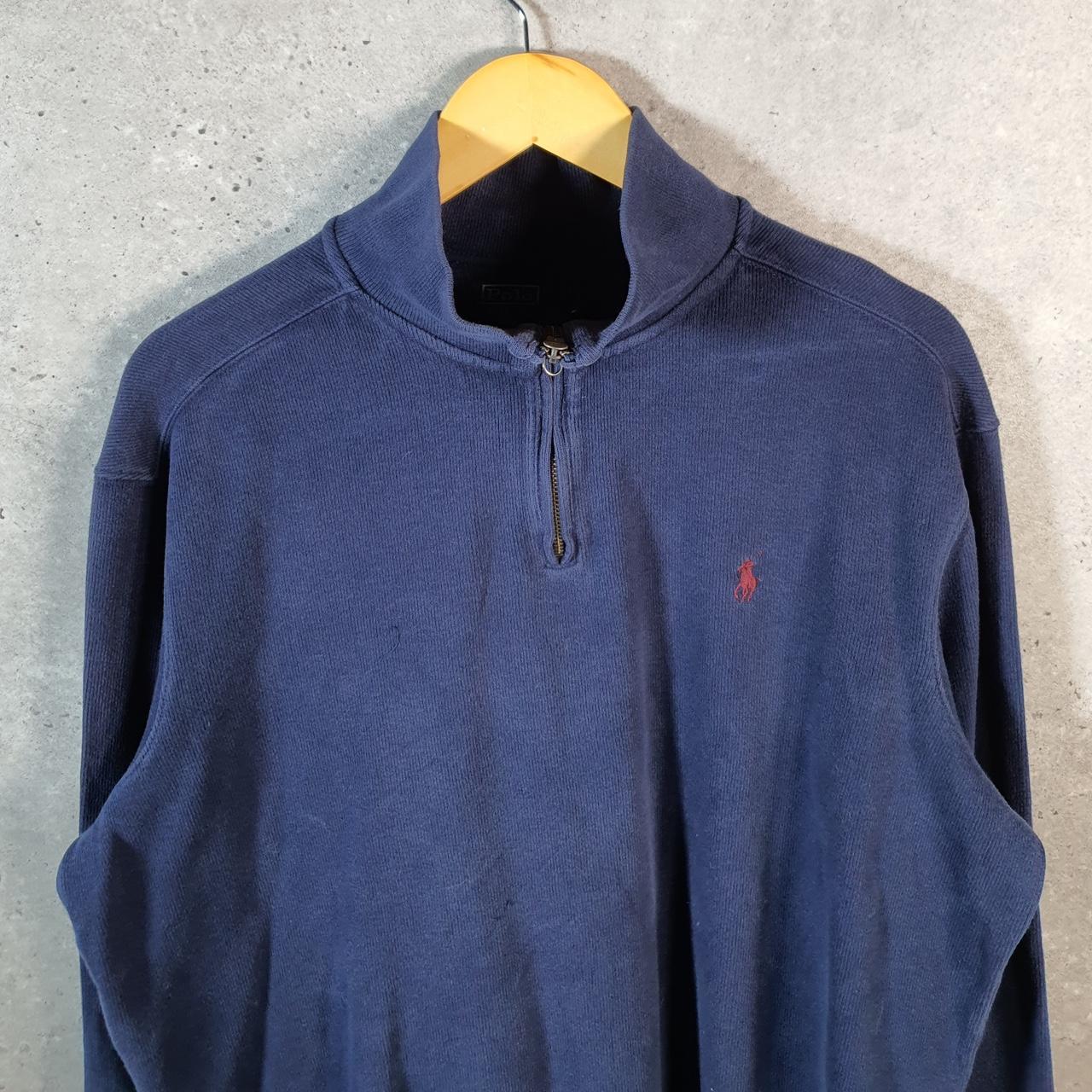 Vintage Ralph Lauren Polo 1/4 Zip Sweatshirt Men’s Large Navy Blue Pullover Pony C8828