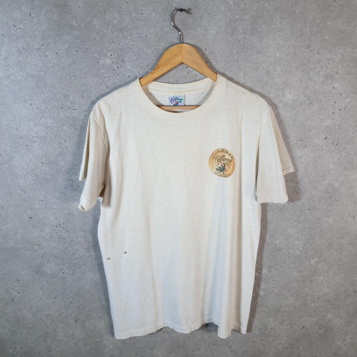 Vintage Caribbean Soul Harbour Ship Graphic 90s Single Stitch T Shirt Men’s Large White