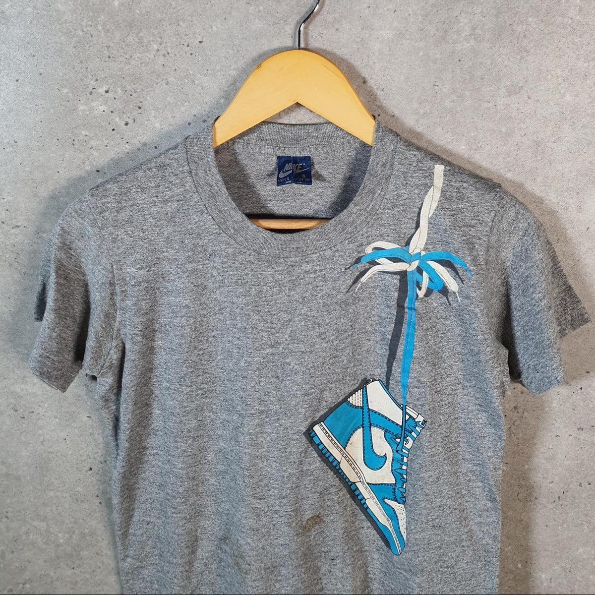 Jordan 1 High Chicago Bred Used 80s Nike T Shirt Vintage Rare Authentic Mens Small Grey
