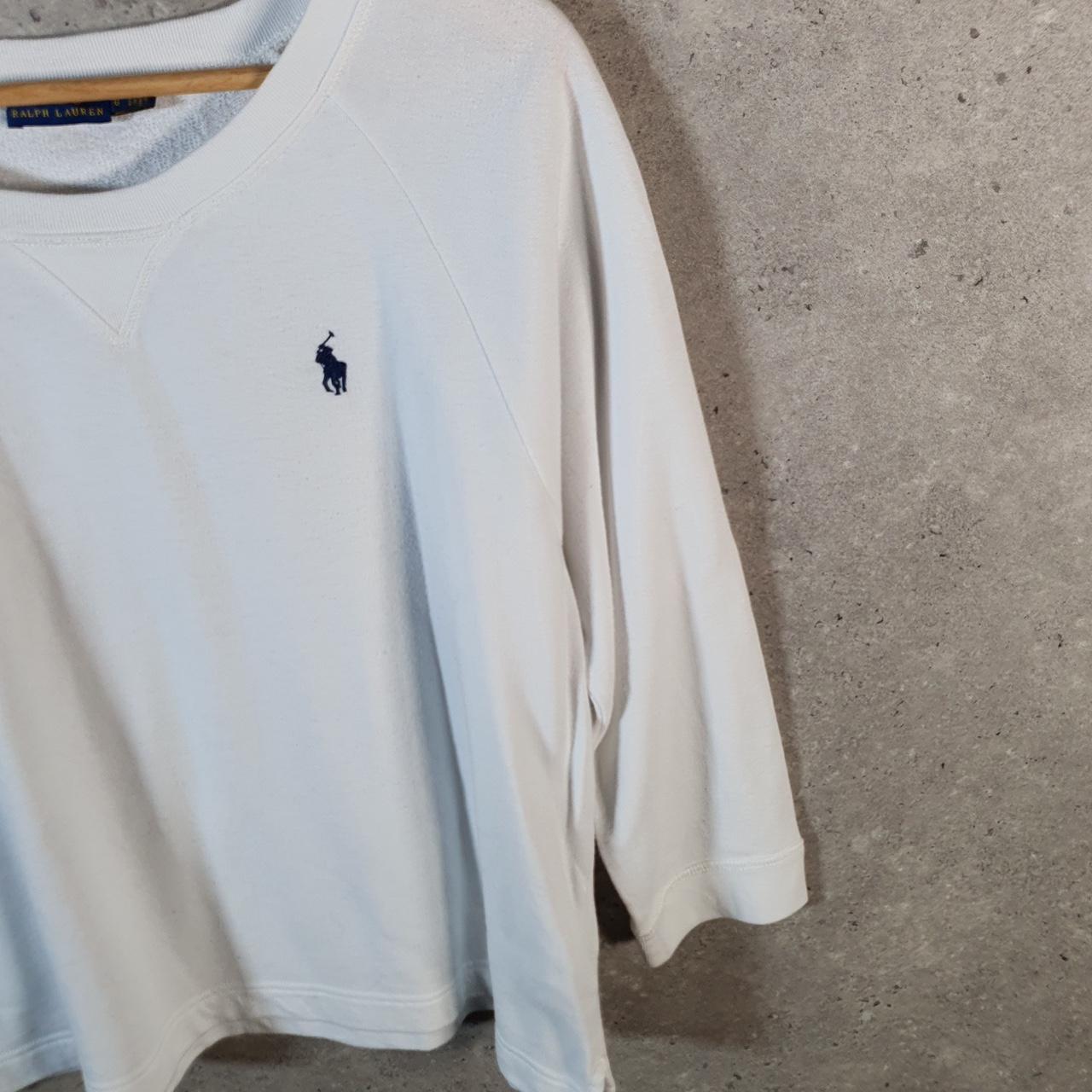 Vintage Ralph Lauren Polo Sweatshirt Womens Large White Embroidered Pullover Pony