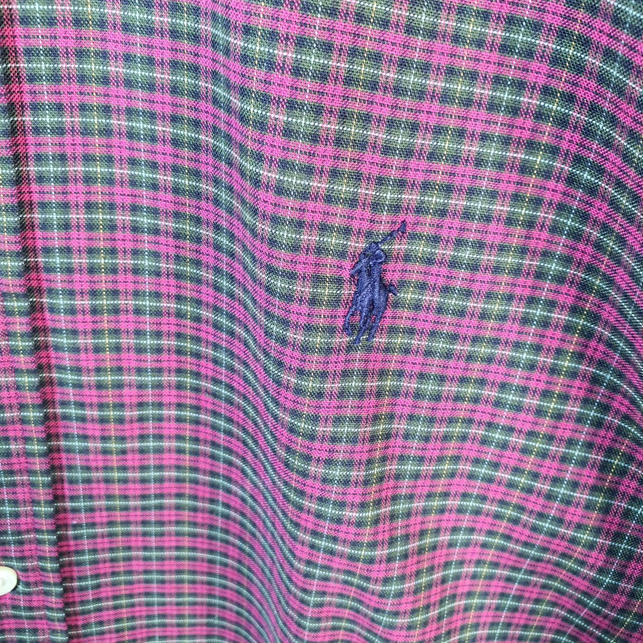 Vintage Ralph Lauren Button Down Shirt Men’s Small Checkered Slim Fit Stretch Oxford Pony