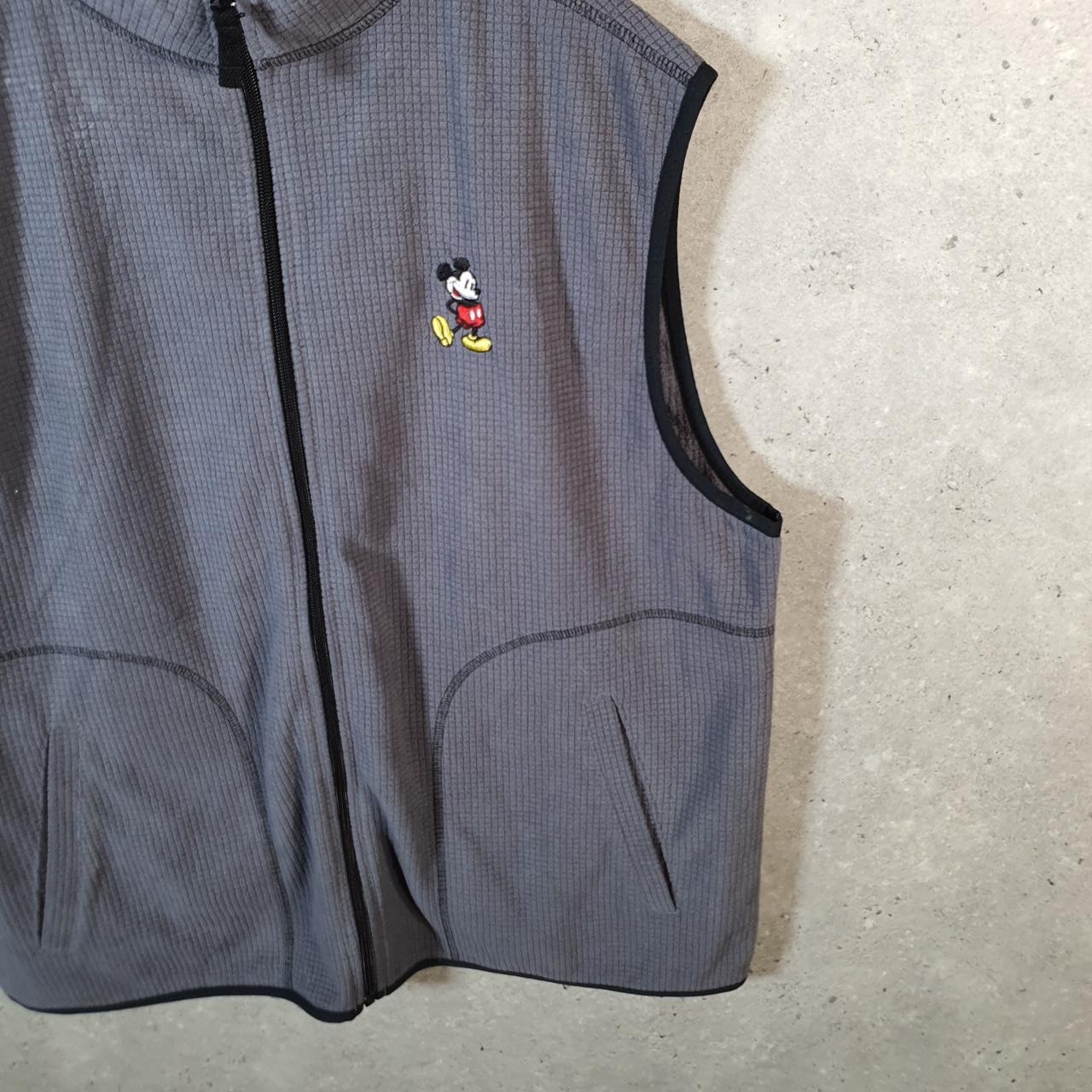 Vintage Disney Mickey Mouse Full Zip Fleece Gilet Mens Large Grey Spellout Logo Winter