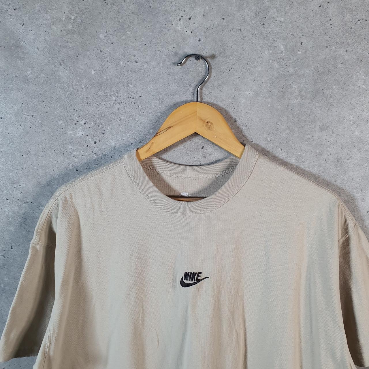 Vintage Nike Club T Shirt Men’s Large Beige Centre Swoosh Logo Athletic Big Fish Vintage