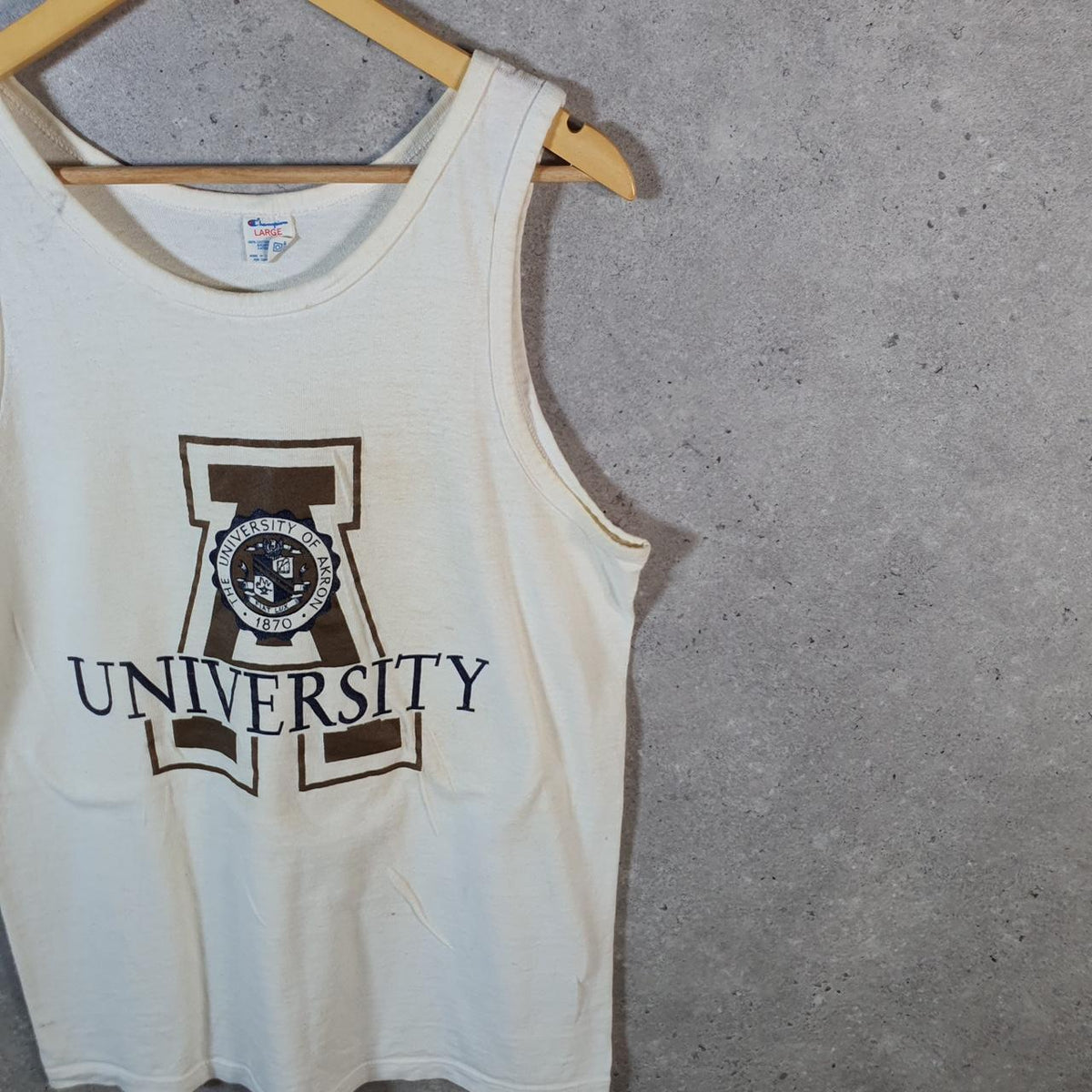 Vintage Champion Arkon University Spellout Logo Vest Men’s Large White USA Athletic