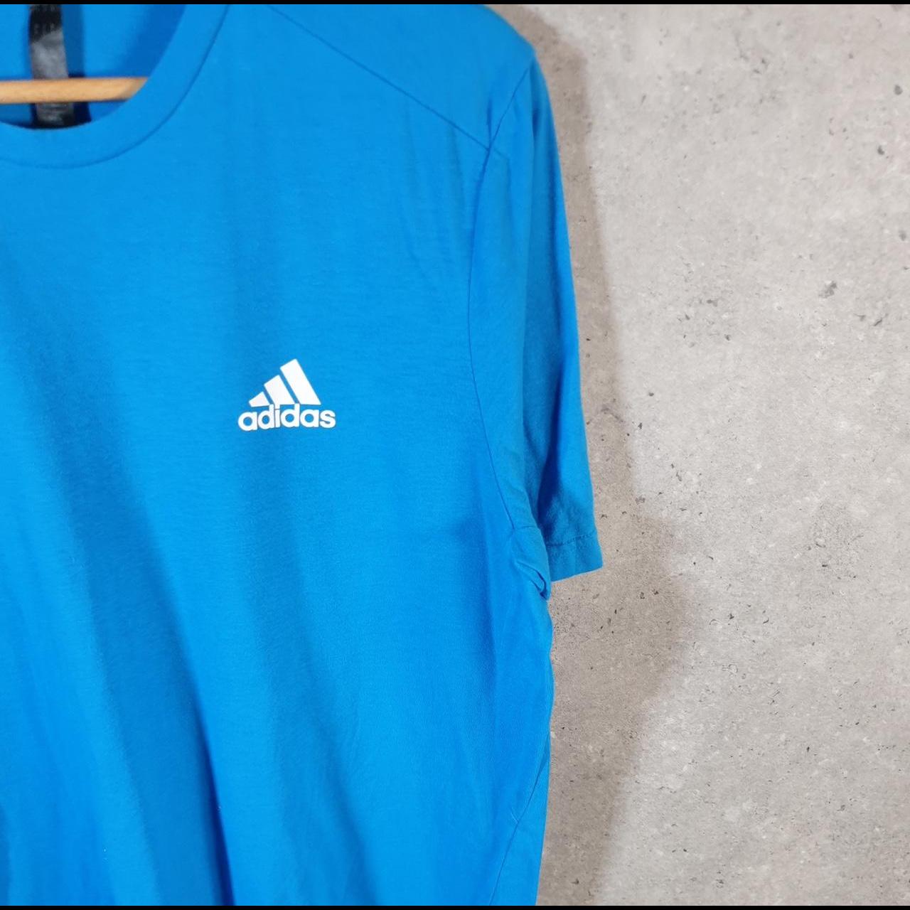 Vintage Adidas Spellout T Shirt Men’s Large Blue Three Stripes Athletic
