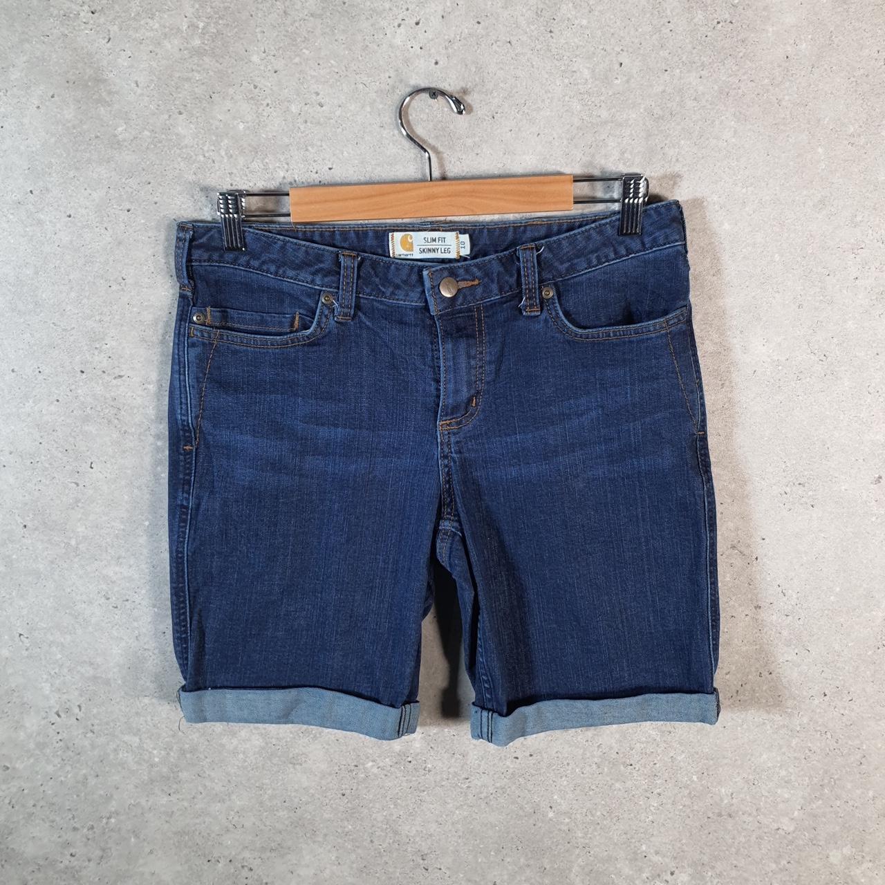 Vintage Carhartt Carpenter Shorts Jorts Cargo Womens W32 Blue Slim Fit Workwear A4709