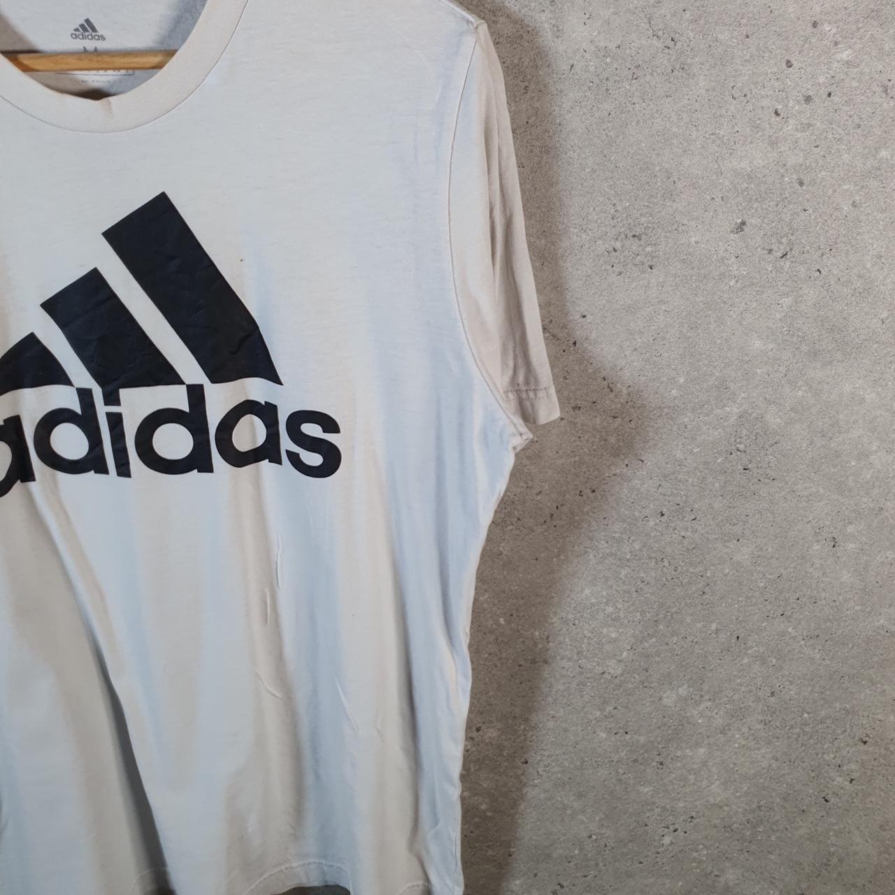 Vintage Adidas Spellout Tee T Shirt Mens Medium White Three Stripes Logo Athletic