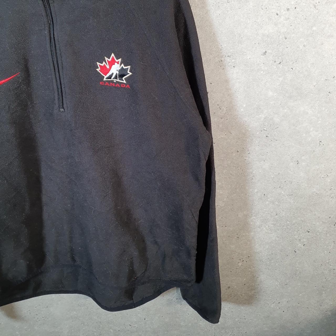 Vintage Nike Bauer Canada Fleece 1/4 Zip Sweatshirt Men’s medium Black Swoosh Pullover