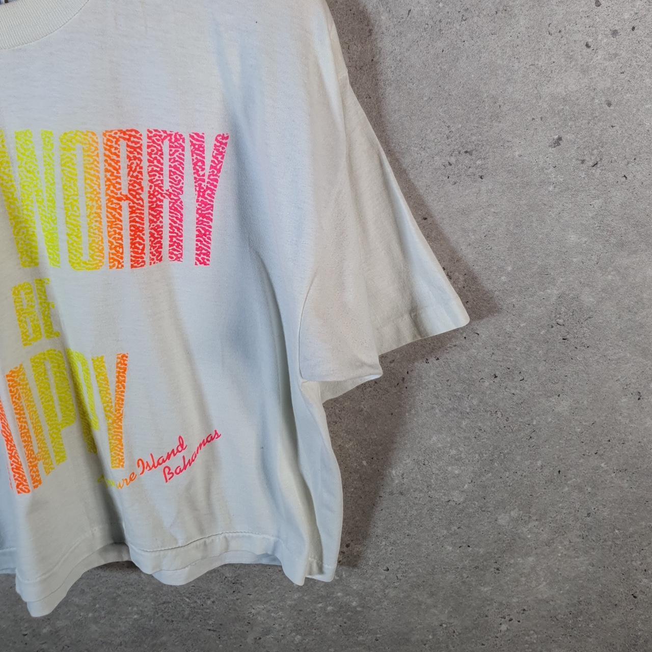 Vintage Breakaway Be Happy Bahamas 90s USA Single Stitch T Shirt Womens Large White Graphic