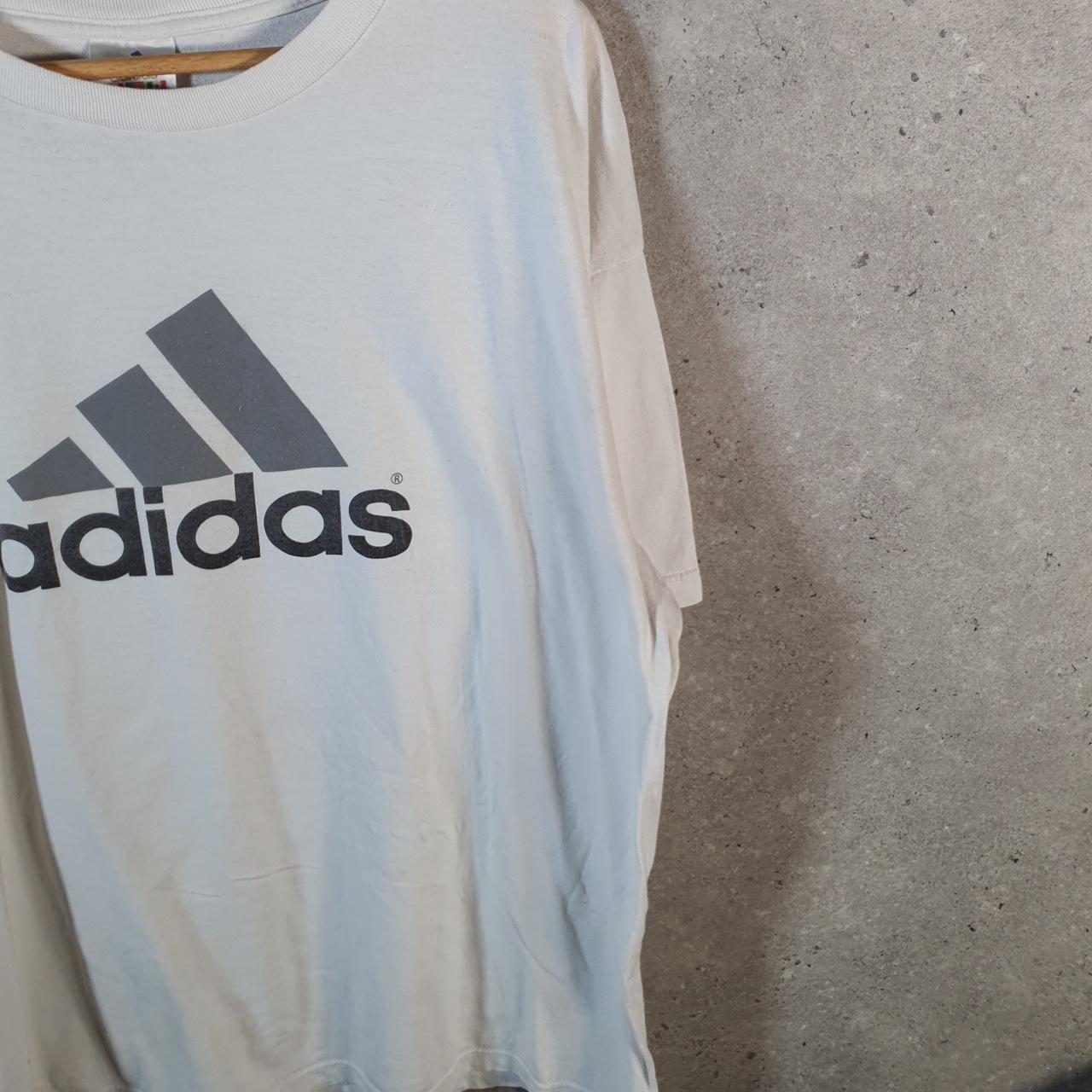 Vintage Adidas T Shirt Men’s XL White Three Stripes Logo Athletic