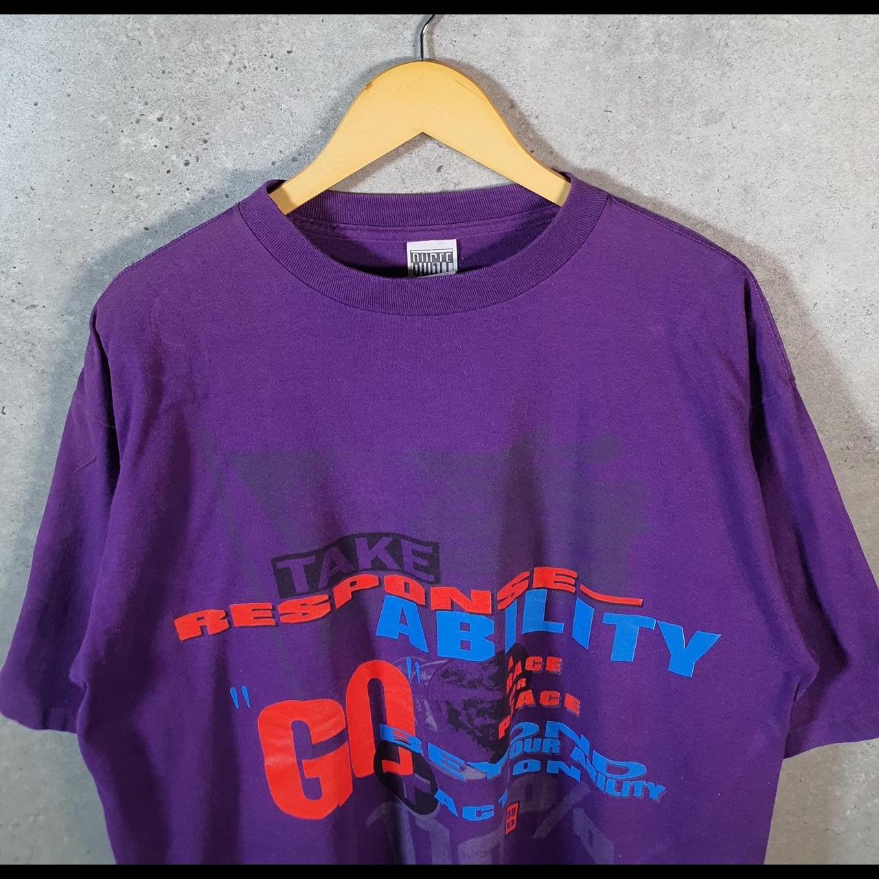 Vintage Bugle Boy Spellout 90s USA Single Stitch T Shirt Men’s XL Purple