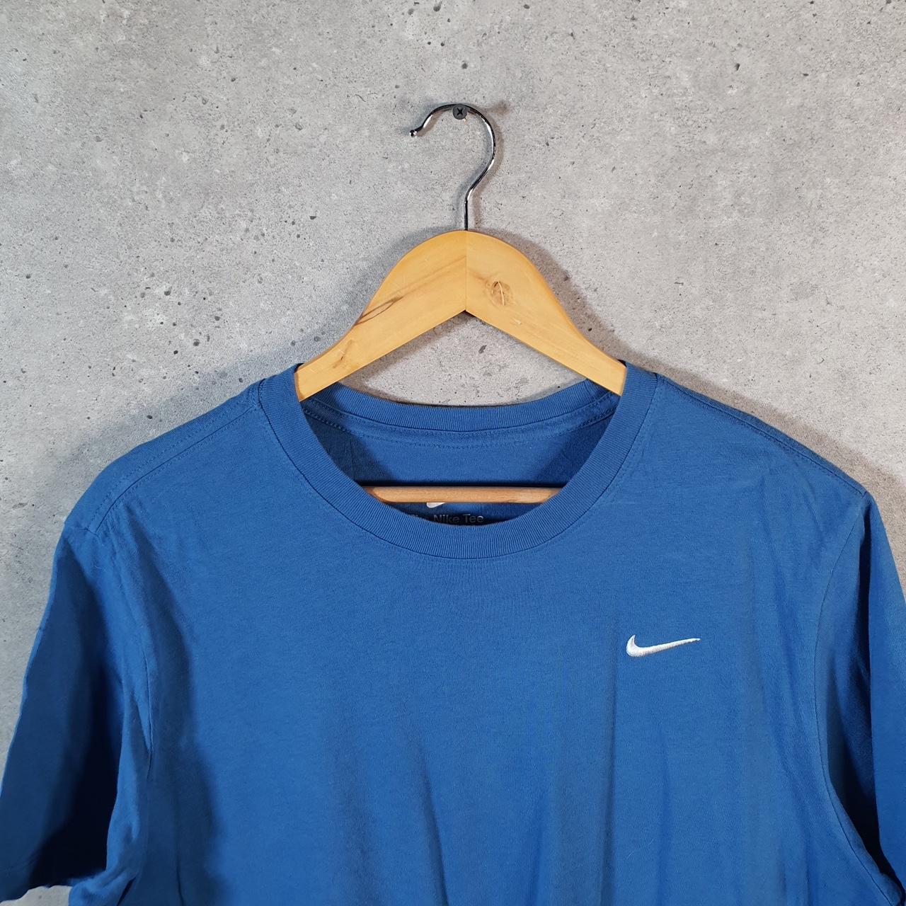 Vintage Nike T Shirt Men’s Large Blue Embroidered Single Swoosh Logo Athletic Big Fish Vintage