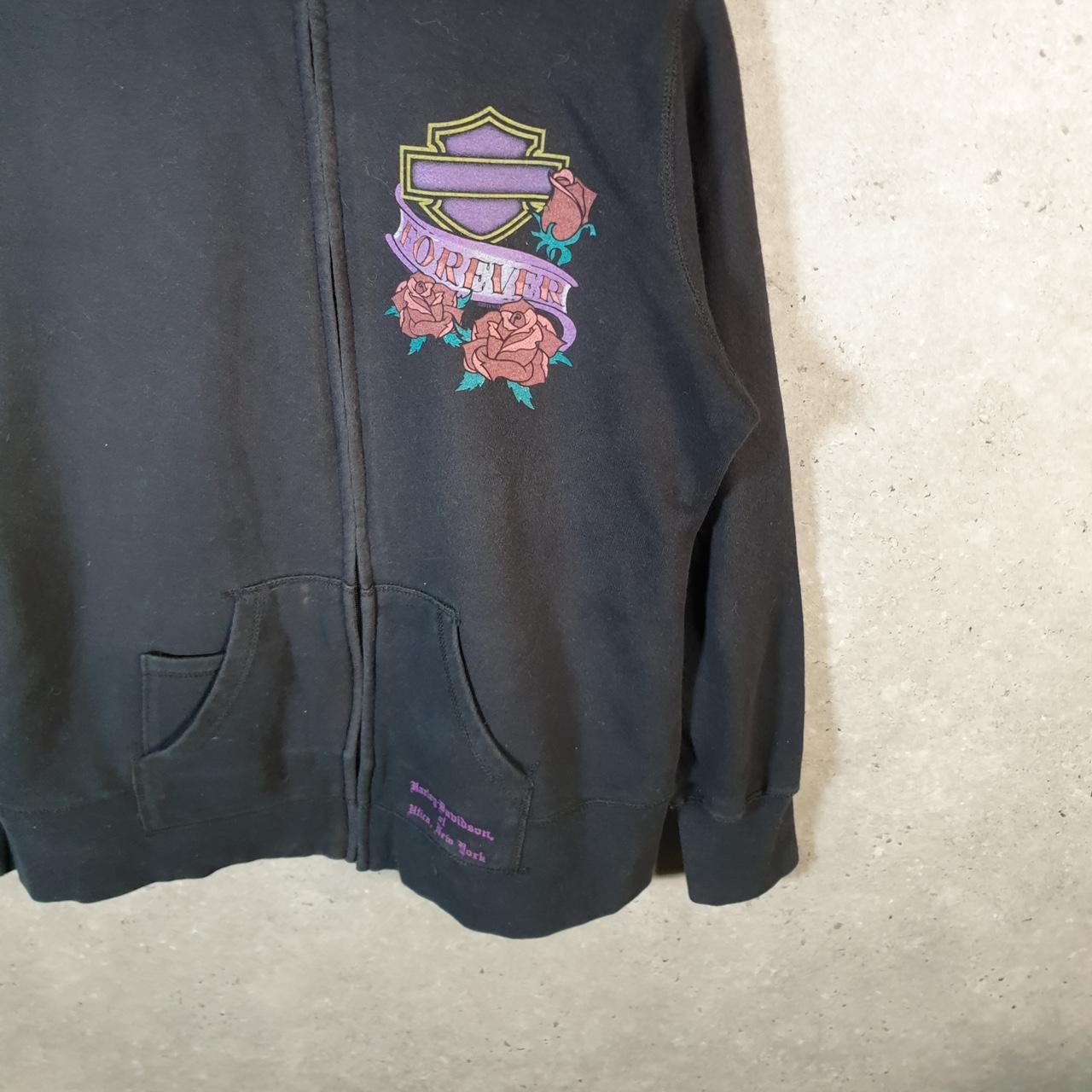 Vintage Harley Davidson New York Sweatshirt Flowers Womens Large Black