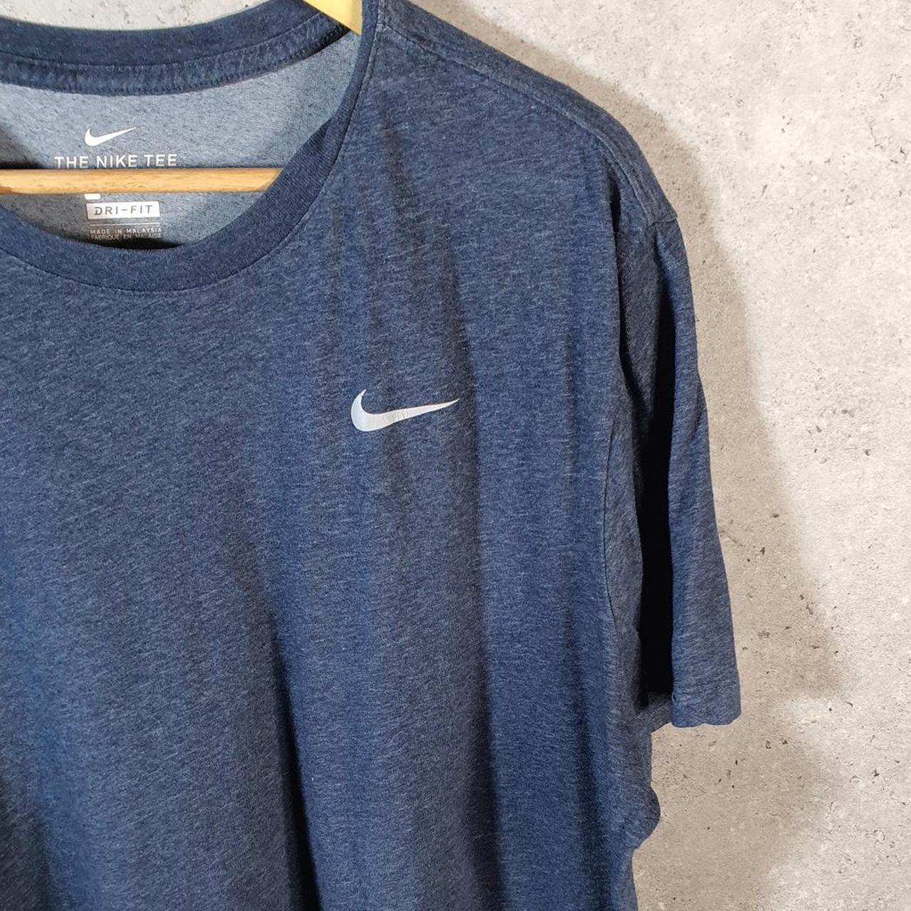 Vintage Nike Dri fit T Shirt Mens XL Blue Printed Logo Swoosh Athletic