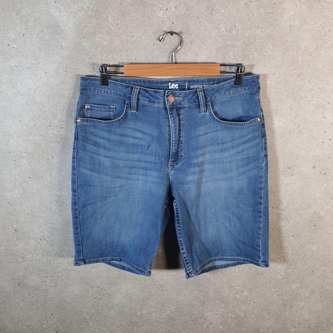 Vintage Lee Baggy Shorts Jorts Cargo Womens W34 Blue Denim Relaxed Cargo