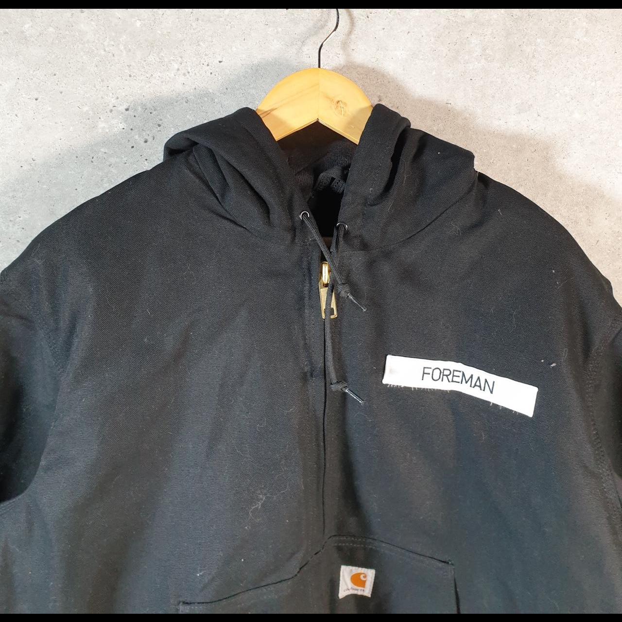 Vintage Carhartt Active Hooded Jacket Men’s Large Black J140 BLK Workwear Canvas USA G2096