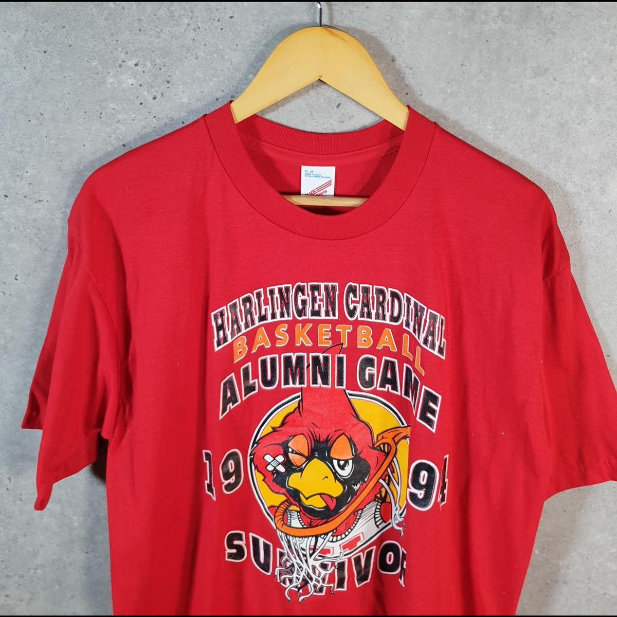 Vintage Duke Harlingen Cardinals Basketball 1994 USA Single Stitch T Shirt Men’s XL Red