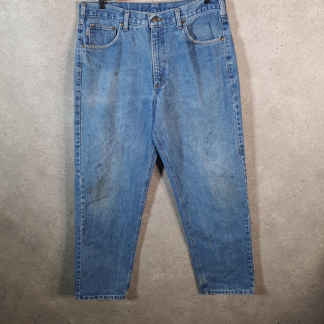 Vintage Carhartt Workwear Carpenter Jeans Mens W36 L32 Blue Denim Relaxed Fit USA