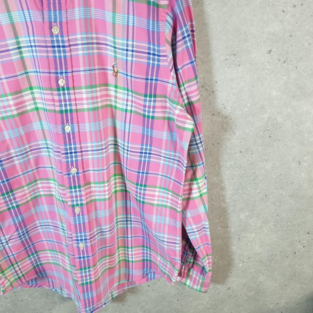 Vintage Ralph Lauren Button Down Shirt Men’s Small Pink Classic Fit Checkered Pony