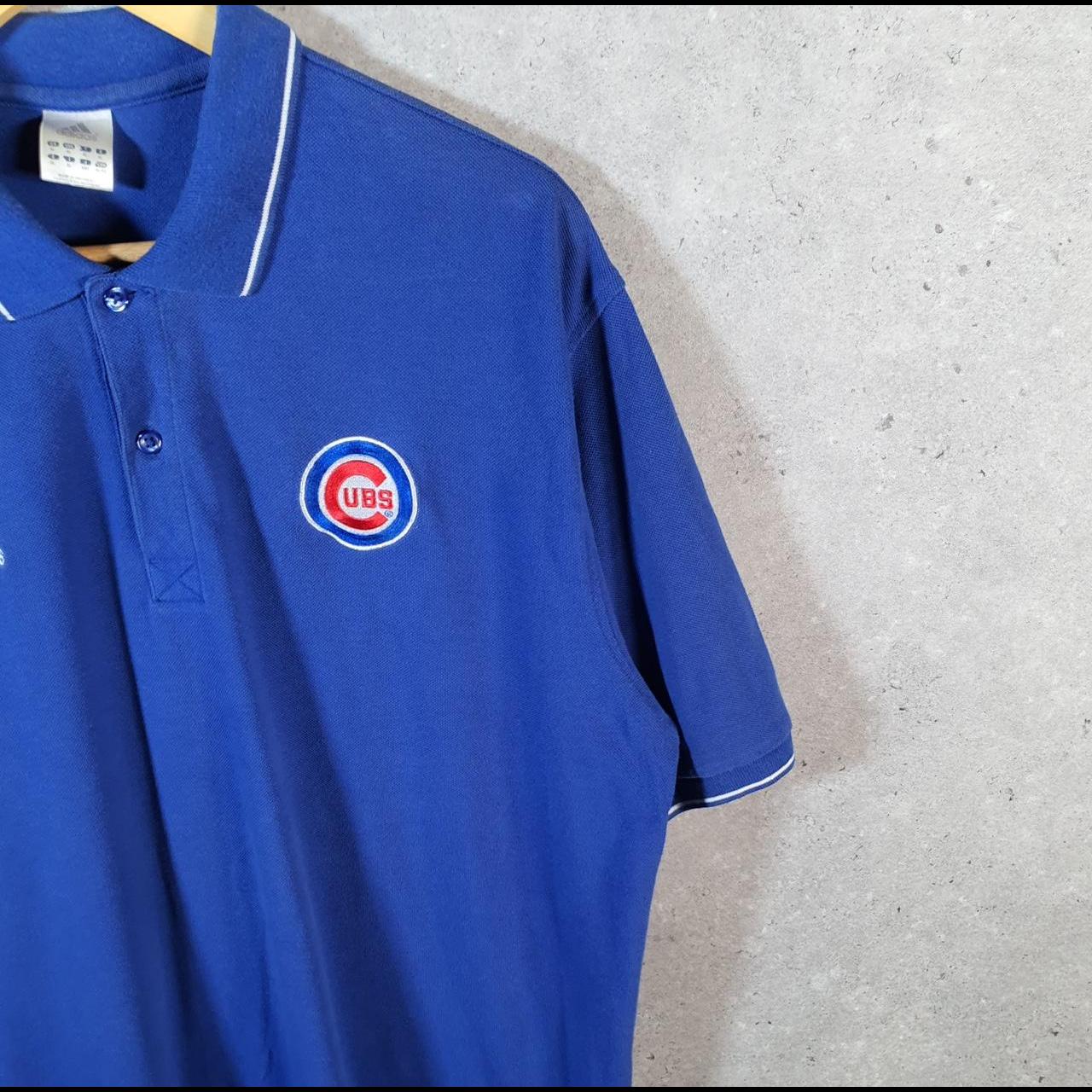 Vintage Adidas Chicago Cubs Polo Shirt Men’s XL Blue Three Stripes Logo Athletic