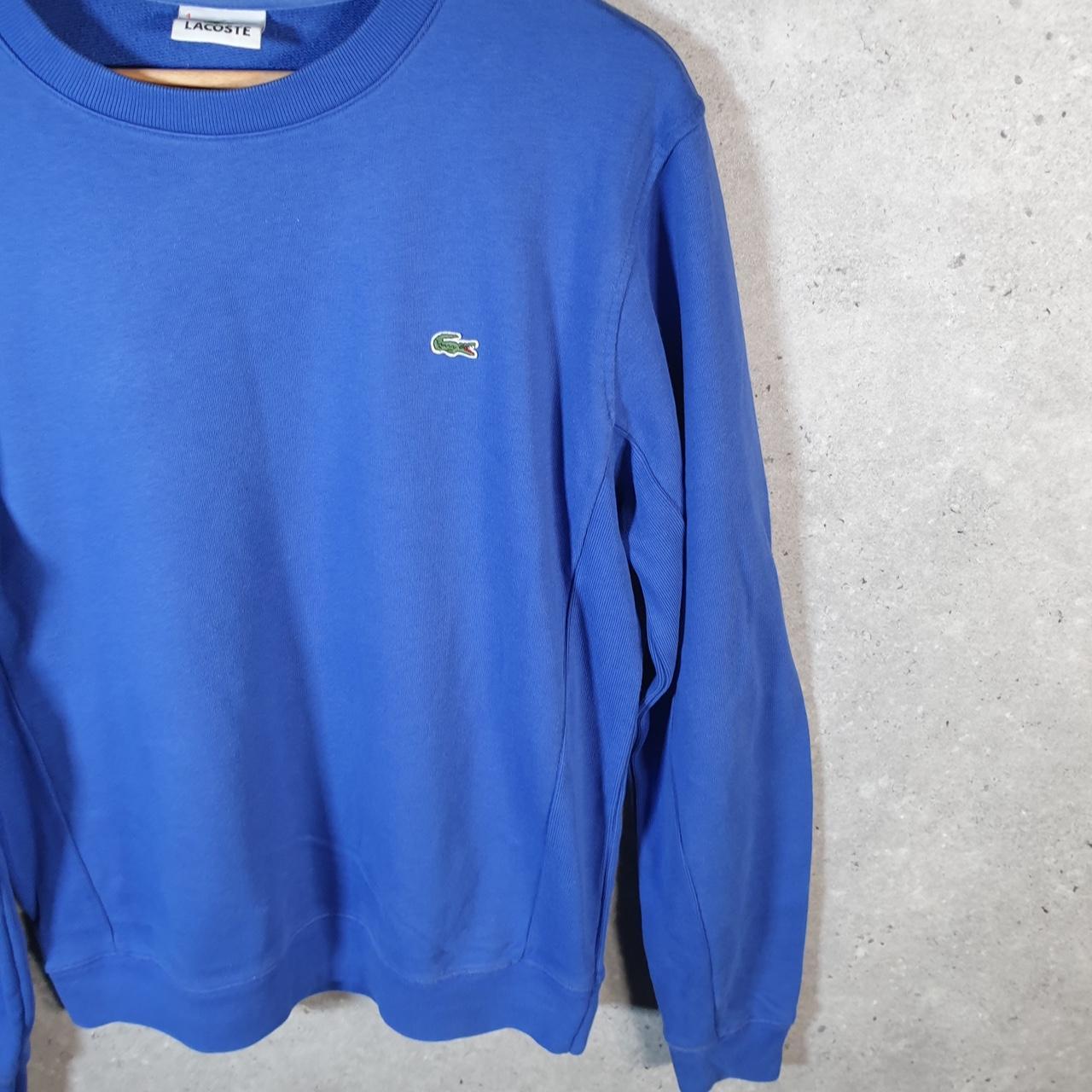 Vintage Lacoste Sweatshirt Men’s Medium Blue Pullover Logo Y2K Jumper Logo