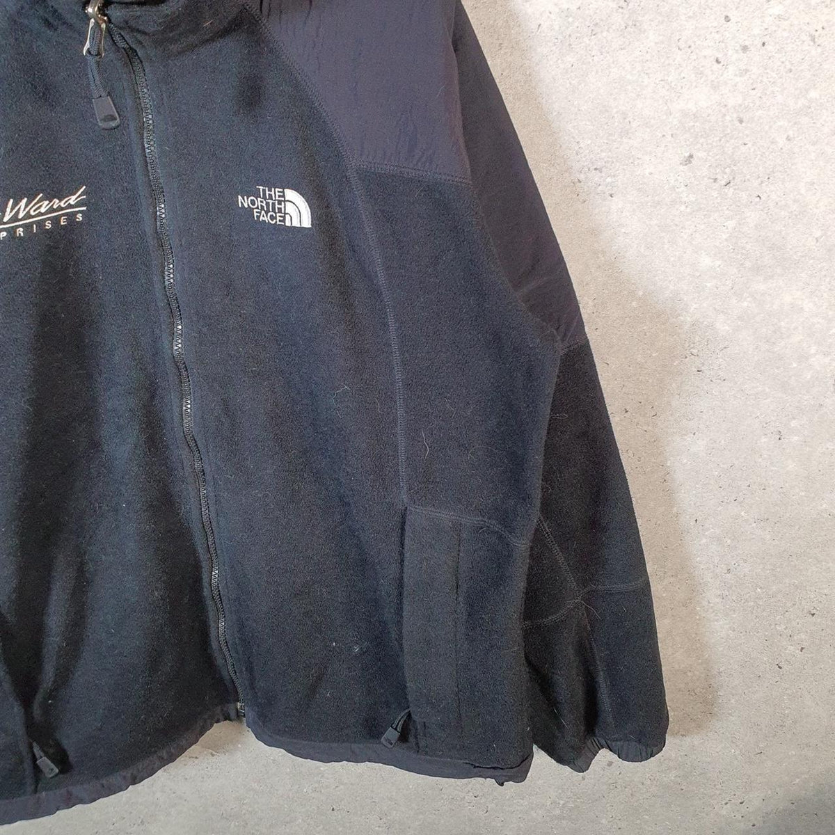 Vintage The North Face TNF Fleece Sweatshirt Mens Full Zip Medium Black Full Zip Logo