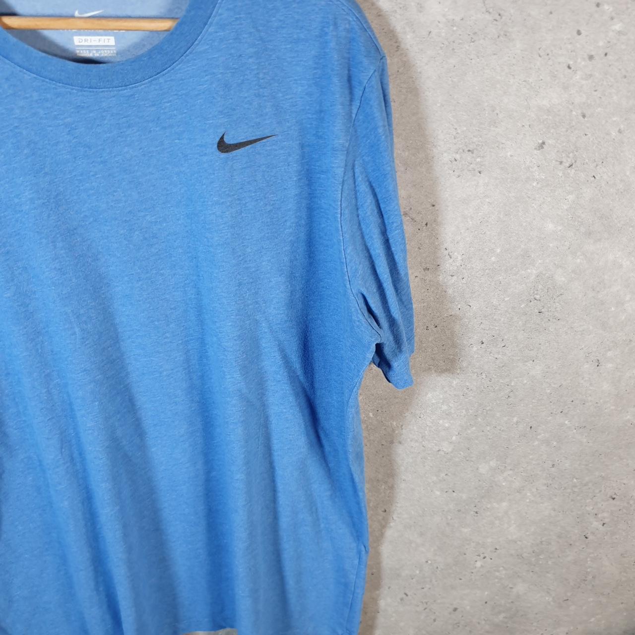 Vintage Nike Dri Fit T Shirt Men’s Medium Blue Logo Printed Swoosh Athletic