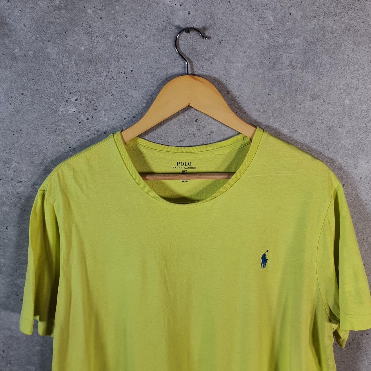 Vintage Ralph Lauren Polo Sport T Shirt Men’s XL Neon Green Custom Fit Embroidered Pony C8713