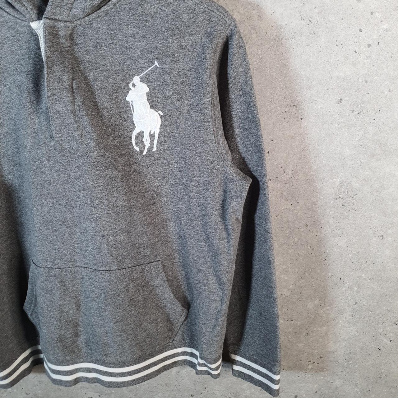 Vintage Ralph Lauren Polo Heavyweight Hoodie Womens XL Grey Cotton Pullover 1/4 Button Pony