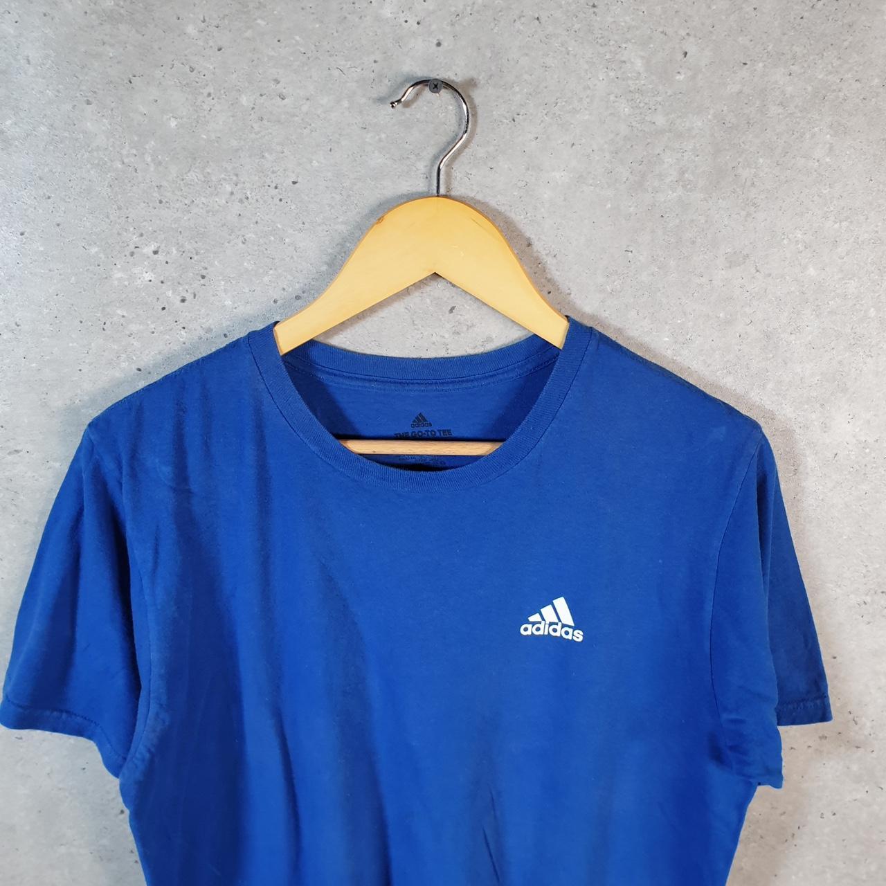Vintage Adidas Go Tee T Shirt Shirt Men’s Medium Blue Three Stripes Logo Athletic C9927