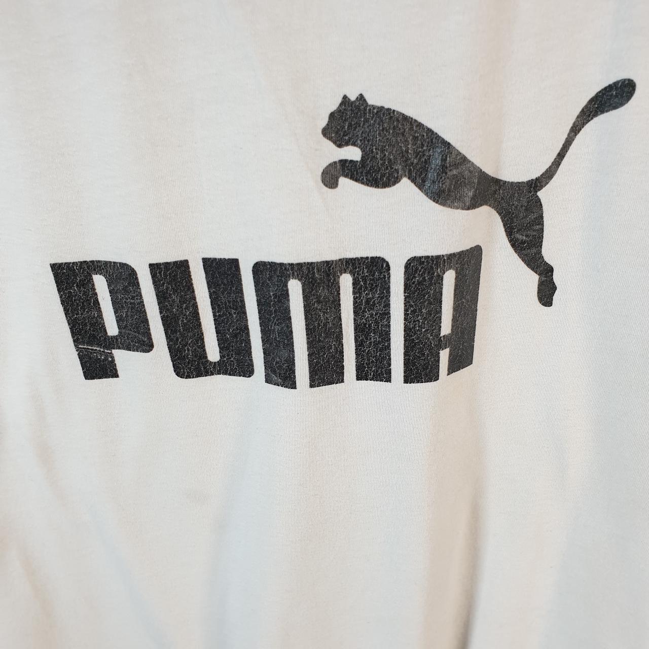 Vintage Puma Spellout T Shirt Womens XL White Sports Logo Athletic