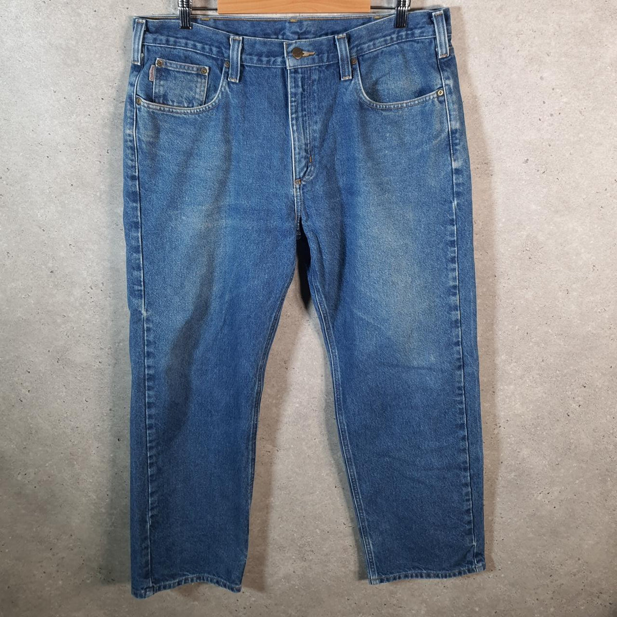 Vintage Carhartt Workwear Carpenter Jeans Mens W38 L30 Blue Denim Traditional Fit USA