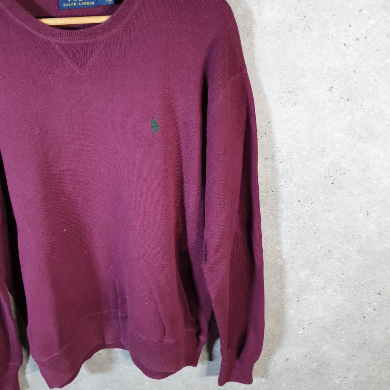 Vintage Ralph Lauren Polo Sweatshirt Men’s Large Burgundy Cotton Pullover Pony