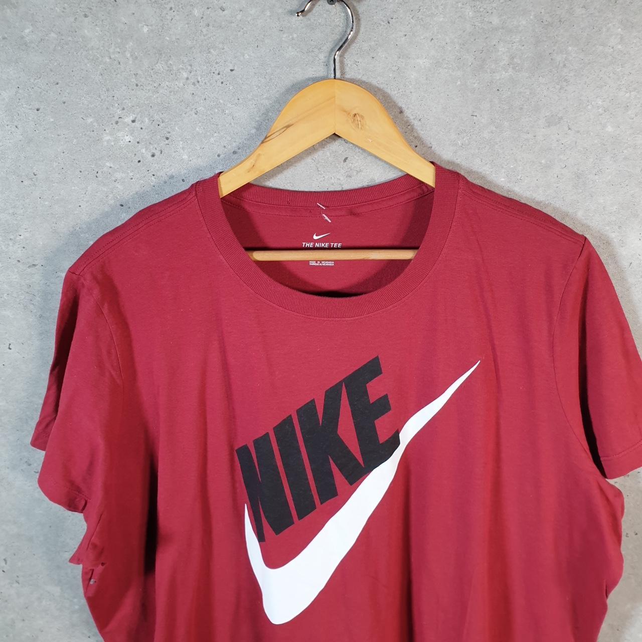 Vintage Nike T Shirt Men’s 2XL Burgundy Red Printed Single Swoosh Logo Athletic C8256