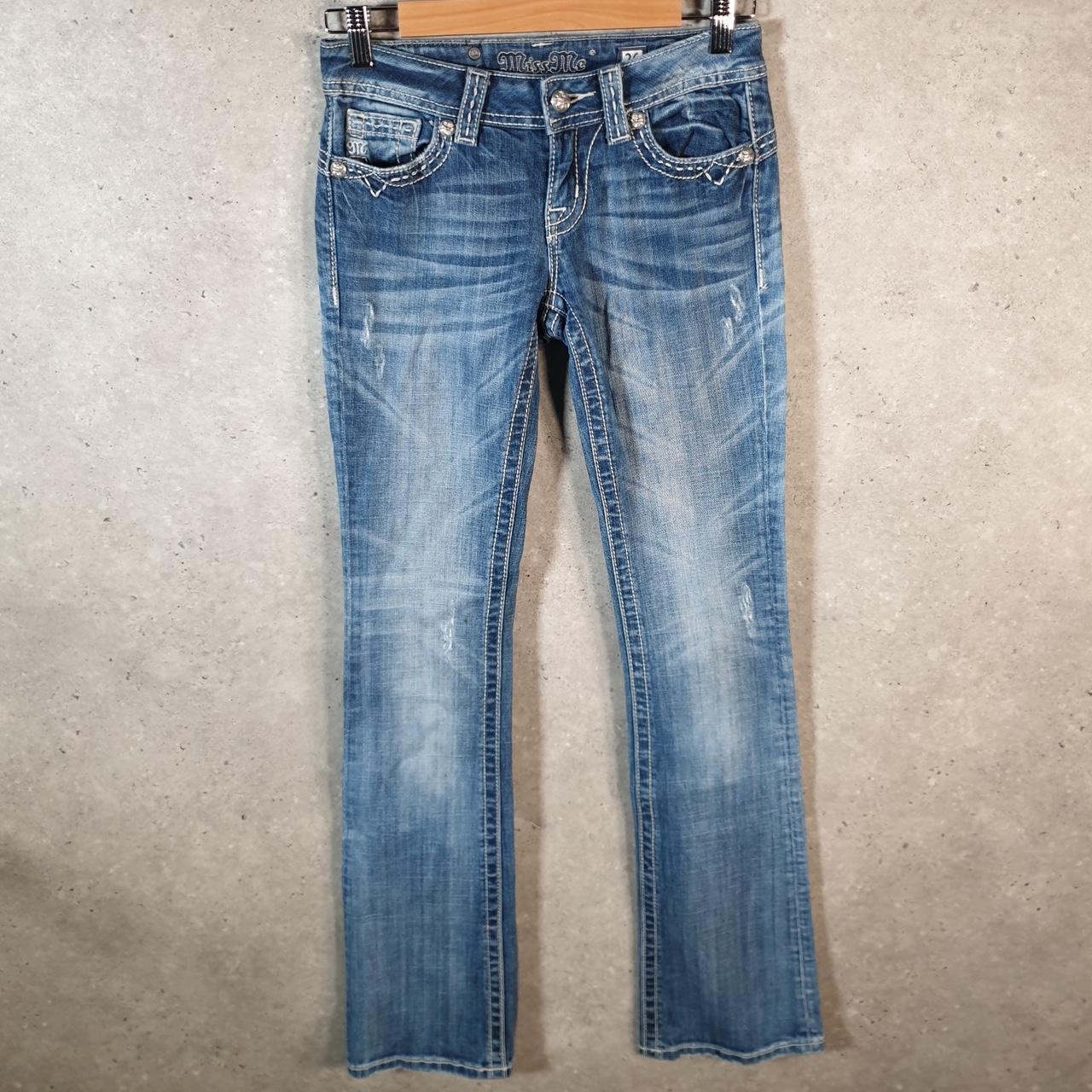 Vintage Miss Me Slim Boot Y2K Hip Hop Jeans Womens W26 Blue Denim USA Big Fish Vintage