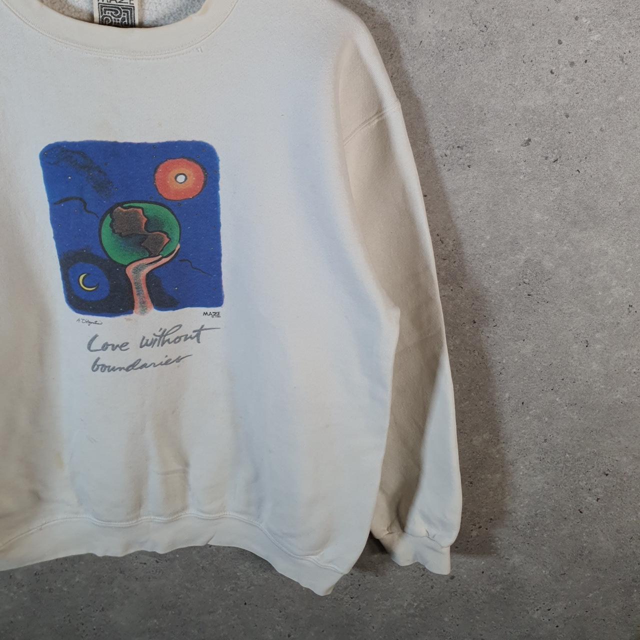 Vintage Maze 1994 Love Without Boundaries Sweatshirt Mens Small White Pullover USA