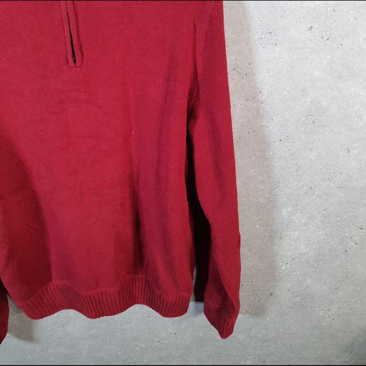 Vintage Eddie Bauer Knit Sweater Men’s Large Red Y2K Pullover Quarter Zip