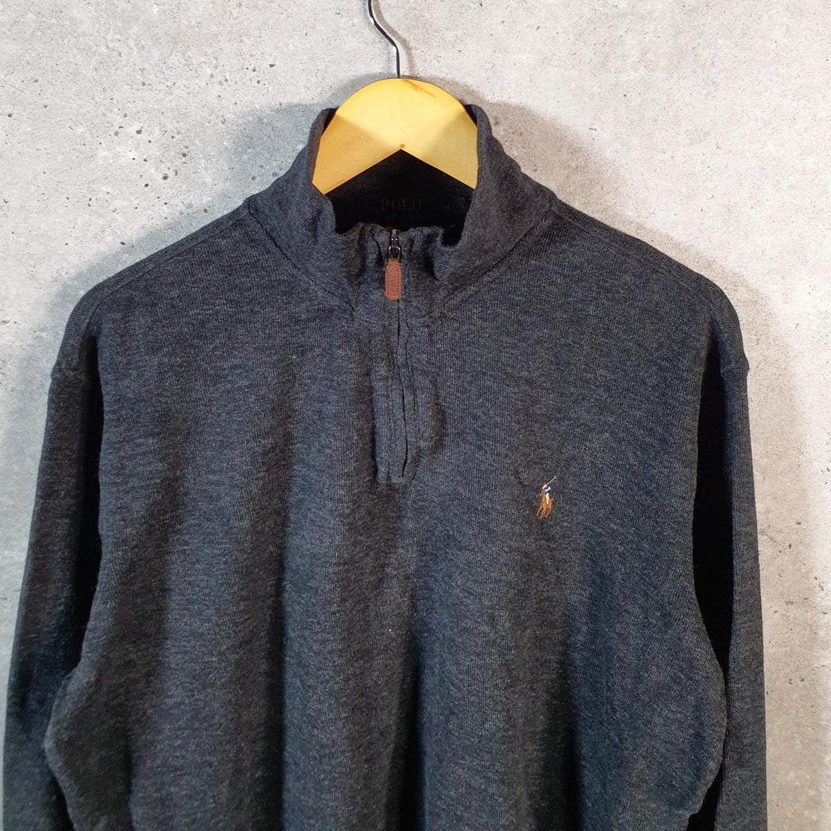 Vintage Ralph Lauren Polo 1/4 Zip Estate Rib Sweatshirt Men’s Medium Grey Pullover Pony C8843